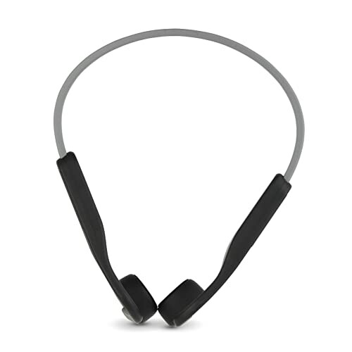 Black bone conduction headphones with a sleek design.