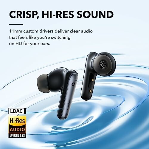 Wireless earbuds with hi-res sound and LDAC support.